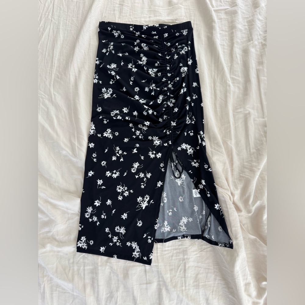 Black Floral Midi Skirt